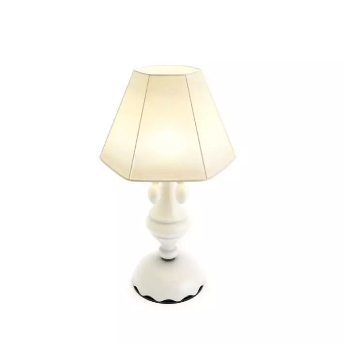 White Living Room Lamp 3D model_0