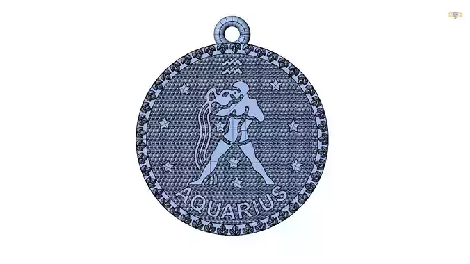 aquarius zodiac pendant 3d file 3D print model