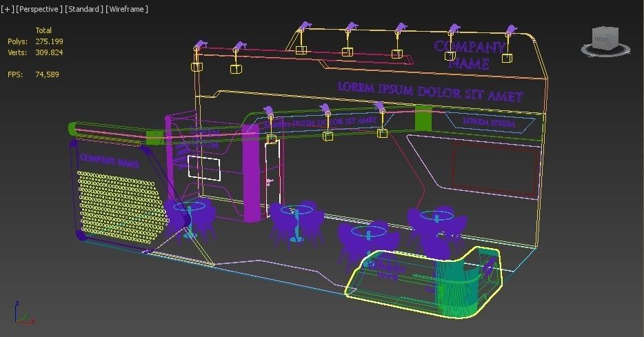 Booth Exhibition Stand Stall 5x10m Height 500 cm 3 Side Open 3D model_8