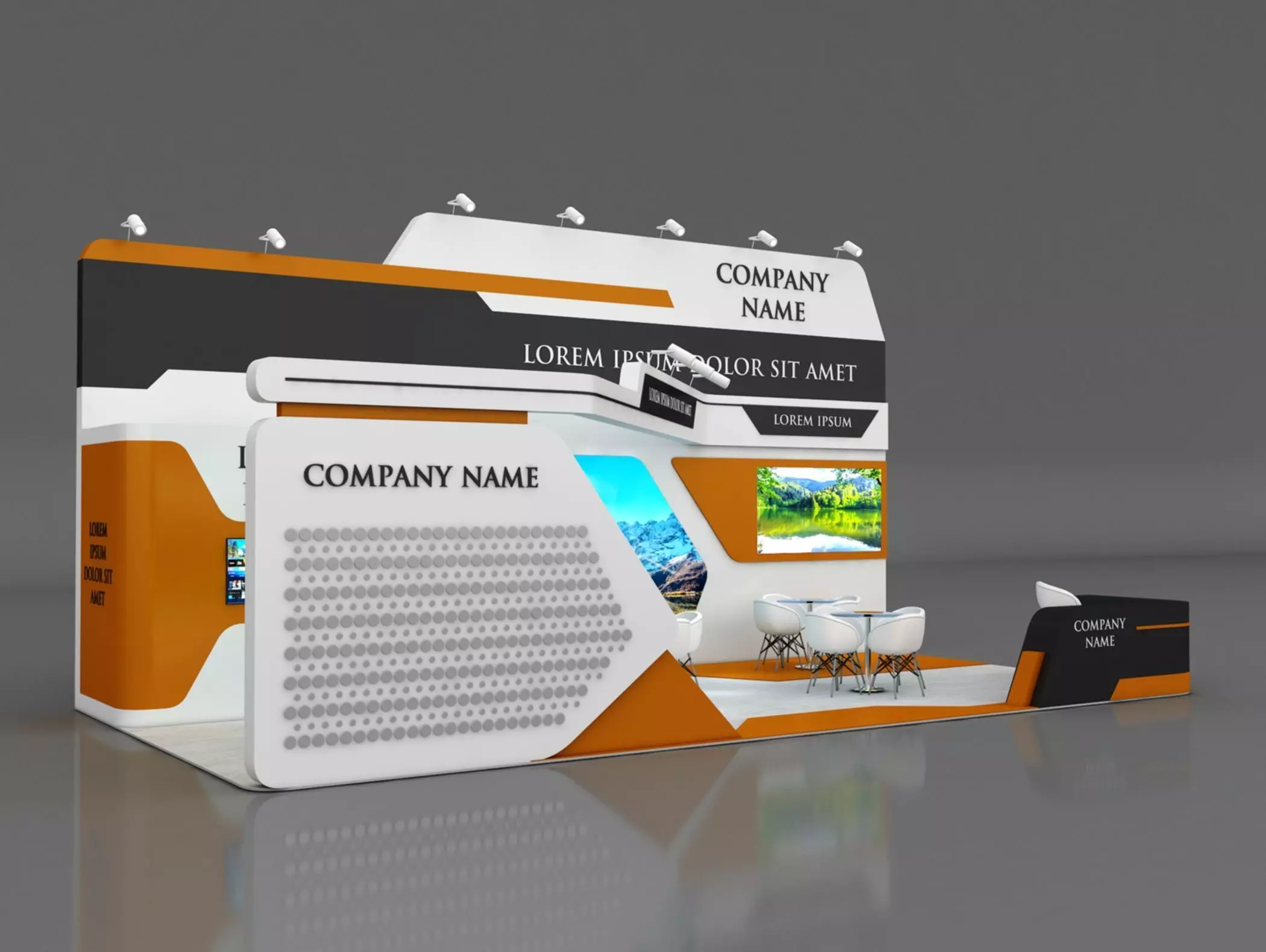 Booth Exhibition Stand Stall 5x10m Height 500 cm 3 Side Open 3D model_0