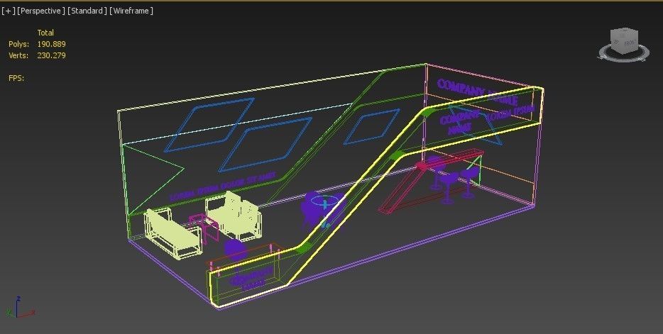 Booth Exhibition Stand Stall 5x11m Height 360 cm 2 Side Open 3D model_5