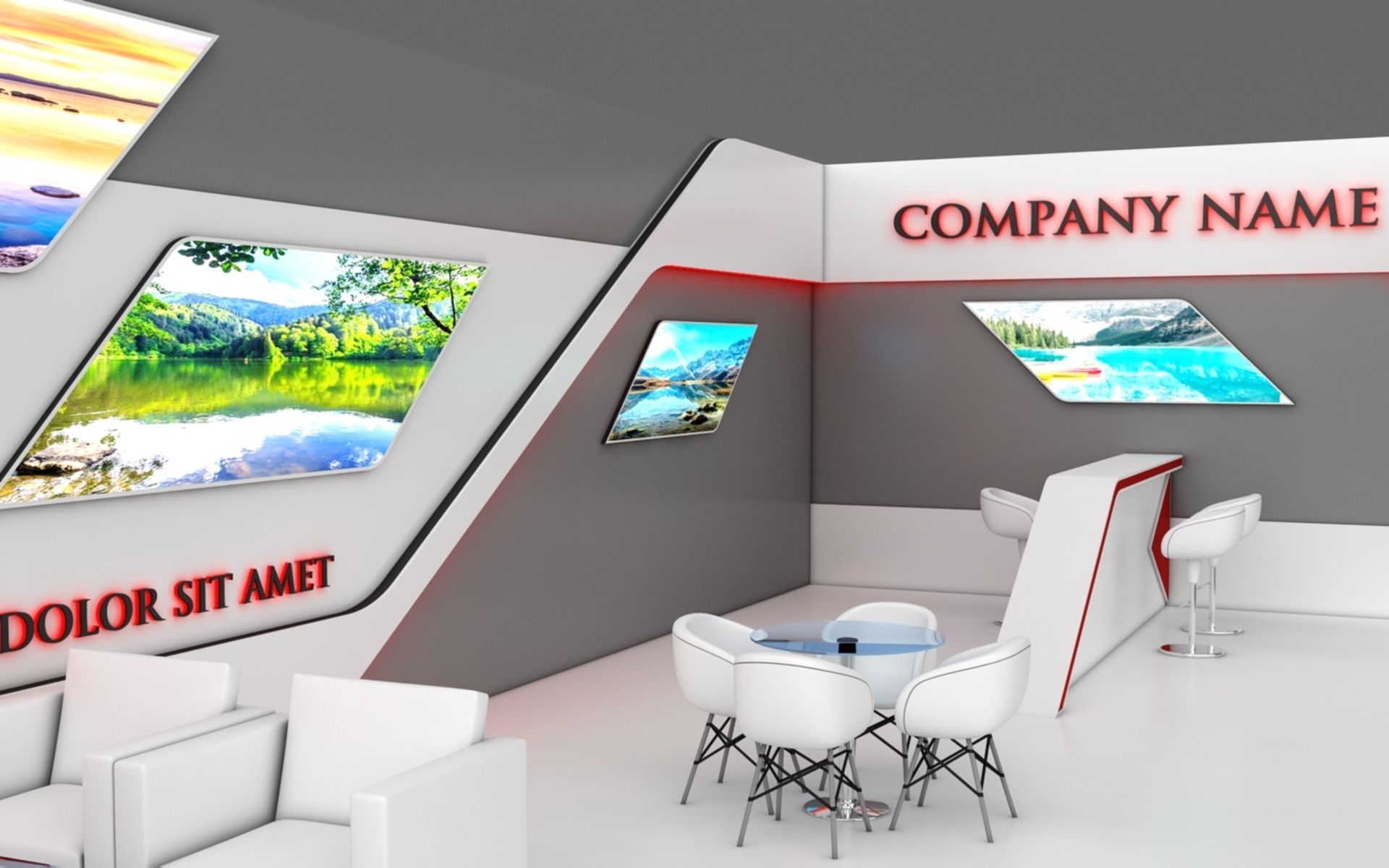 Booth Exhibition Stand Stall 5x11m Height 360 cm 2 Side Open 3D model_4