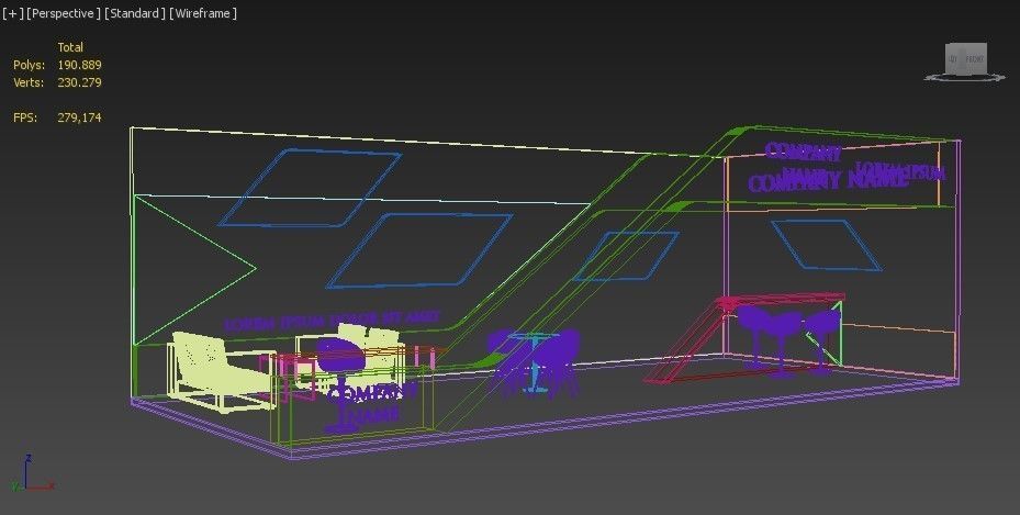 Booth Exhibition Stand Stall 5x11m Height 360 cm 2 Side Open 3D model_6