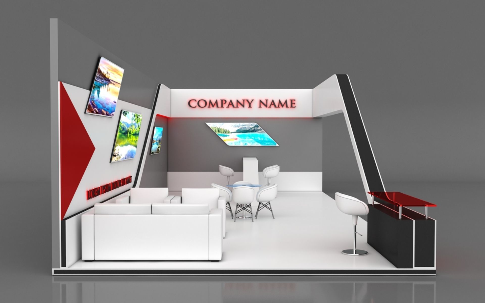 Booth Exhibition Stand Stall 5x11m Height 360 cm 2 Side Open 3D model_3