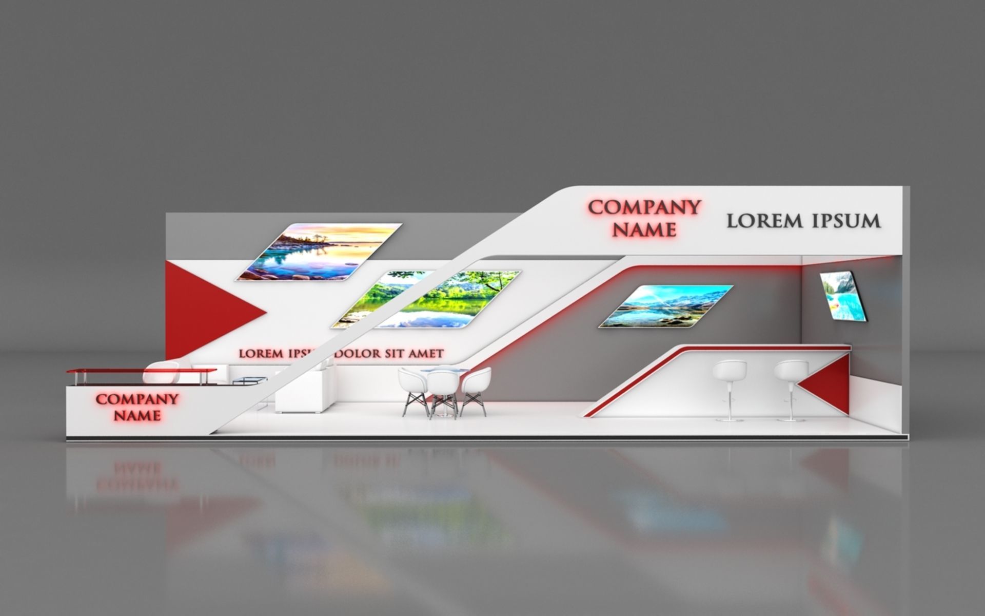 Booth Exhibition Stand Stall 5x11m Height 360 cm 2 Side Open 3D model_2