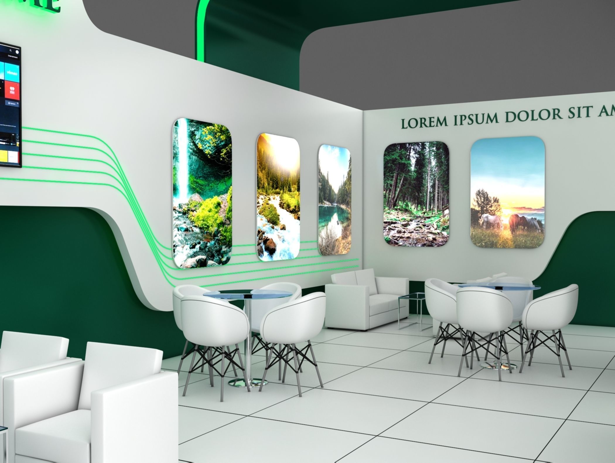 Booth Exhibition Stand Stall 5x10m Height 400 cm 2 Side Open 3D model_2
