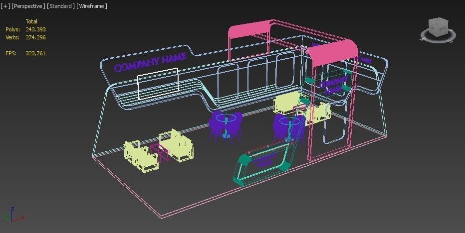 Booth Exhibition Stand Stall 5x10m Height 400 cm 2 Side Open 3D model_5