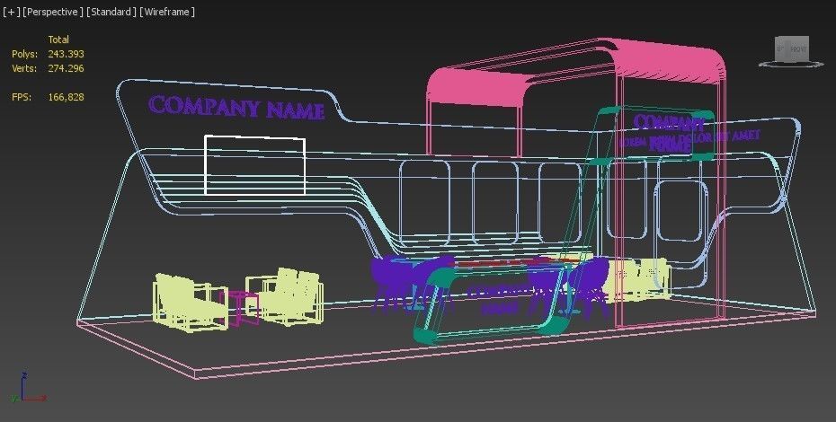 Booth Exhibition Stand Stall 5x10m Height 400 cm 2 Side Open 3D model_6