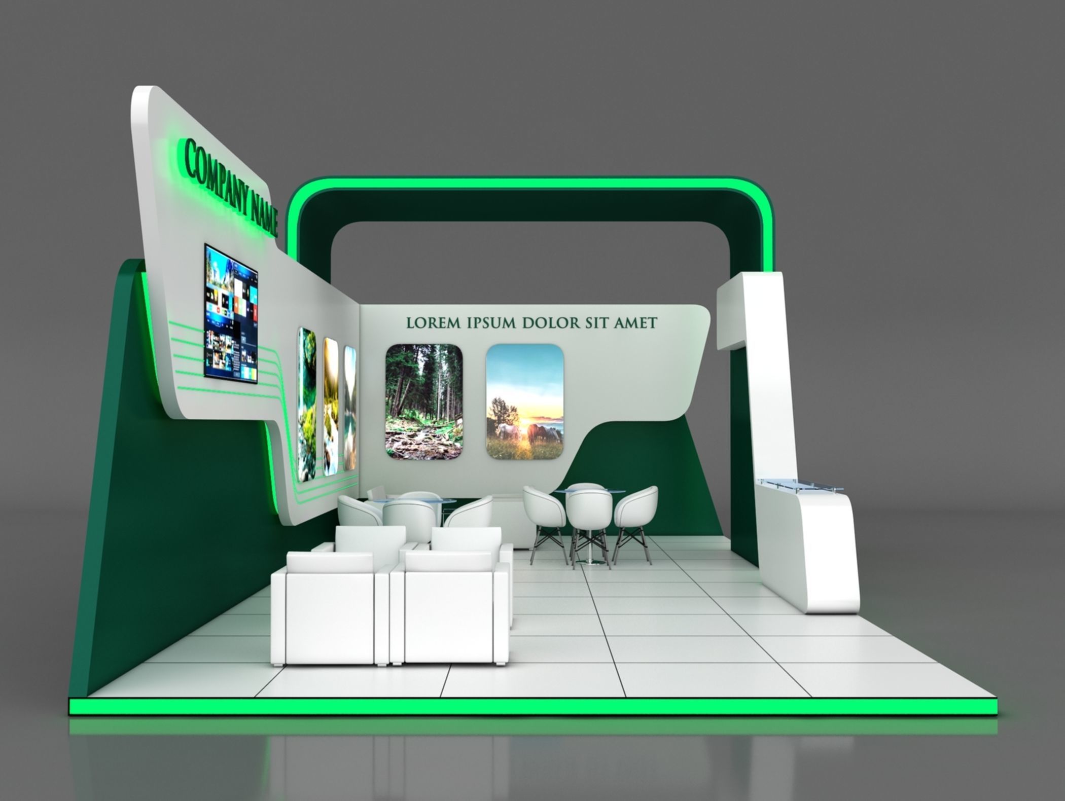 Booth Exhibition Stand Stall 5x10m Height 400 cm 2 Side Open 3D model_4