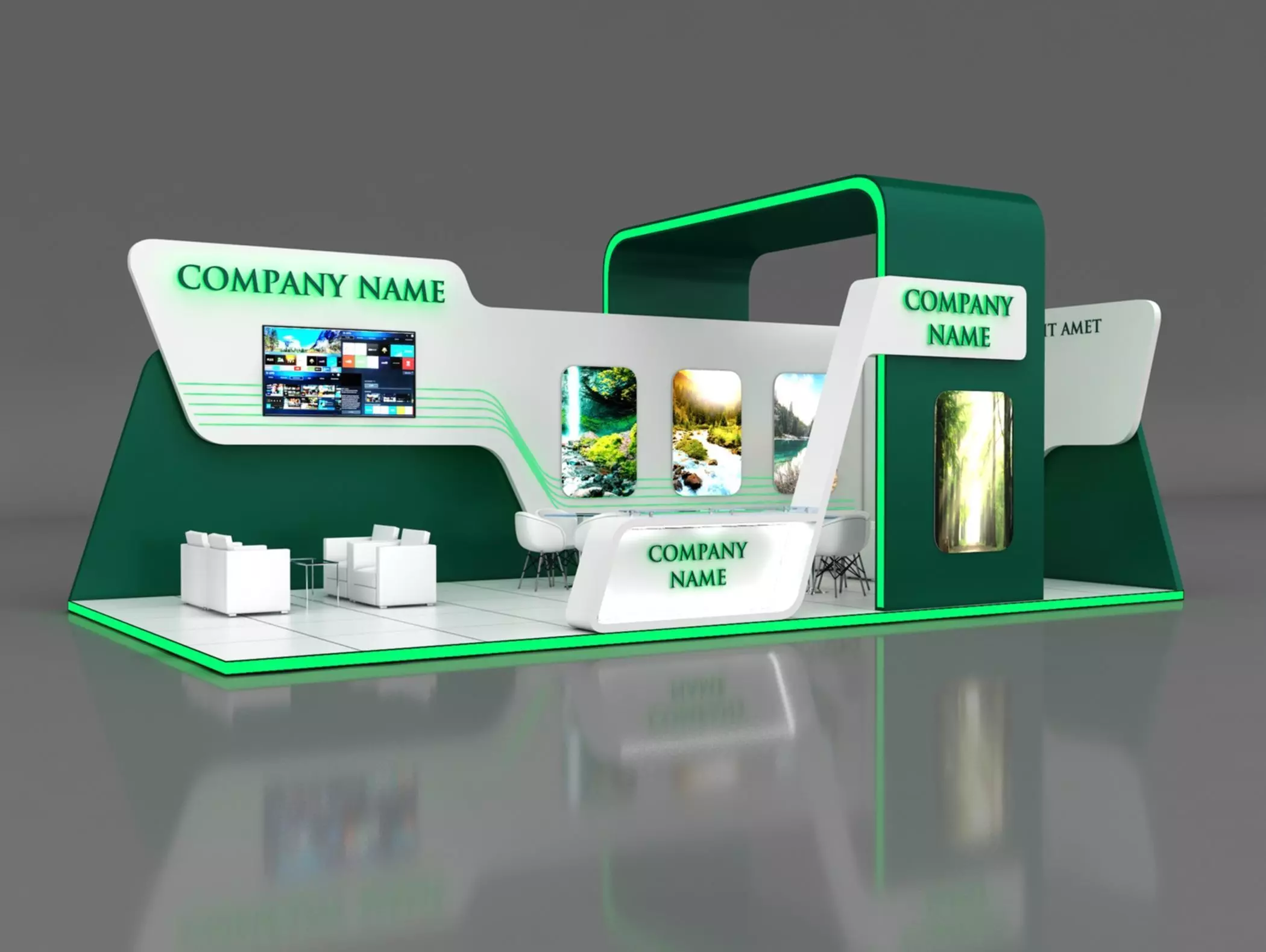 Booth Exhibition Stand Stall 5x10m Height 400 cm 2 Side Open 3D model_0