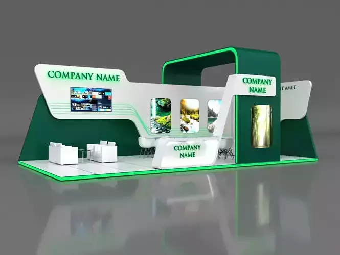 Booth Exhibition Stand Stall 5x10m Height 400 cm 2 Side Open 3D model