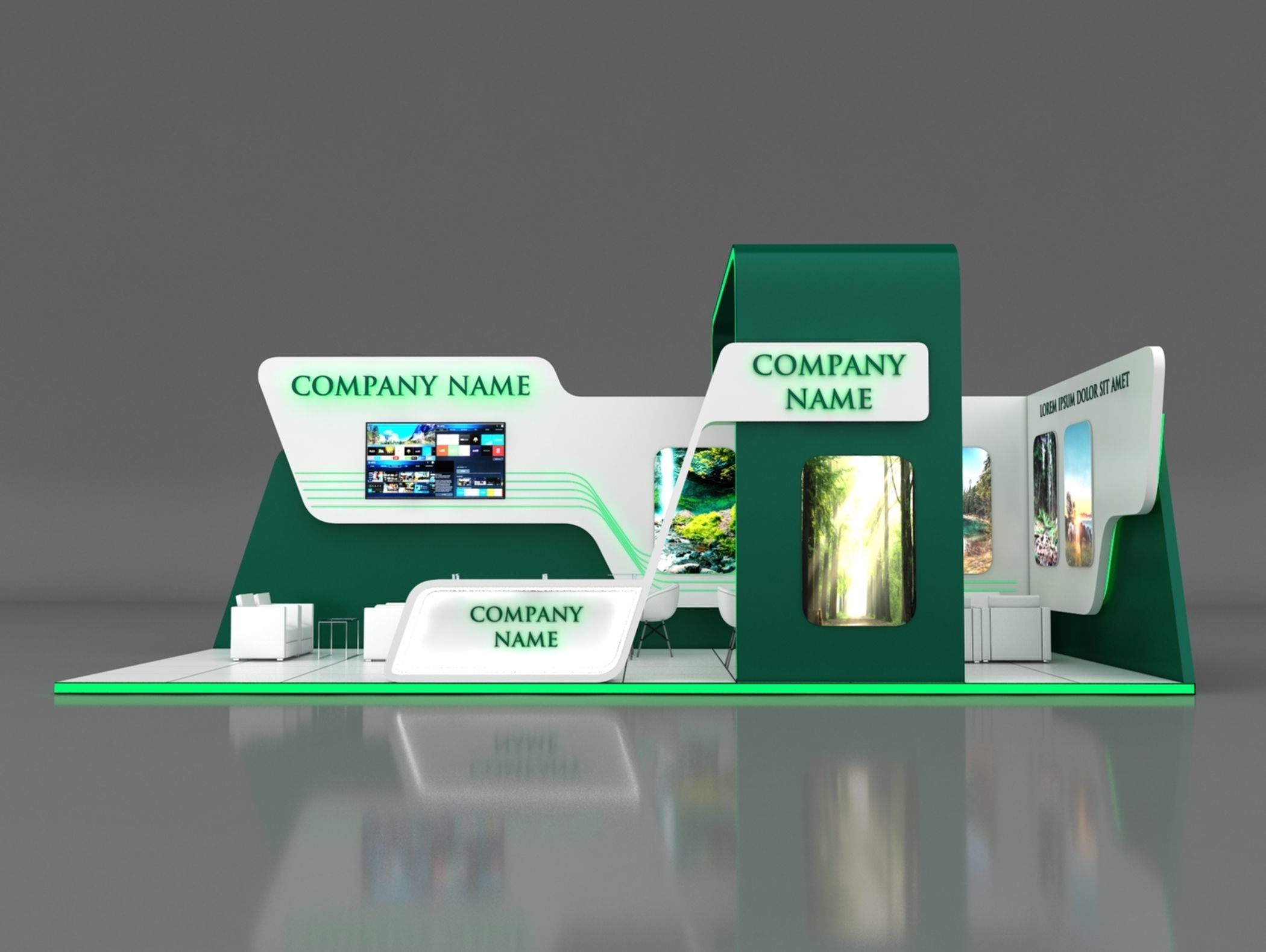 Booth Exhibition Stand Stall 5x10m Height 400 cm 2 Side Open 3D model_3