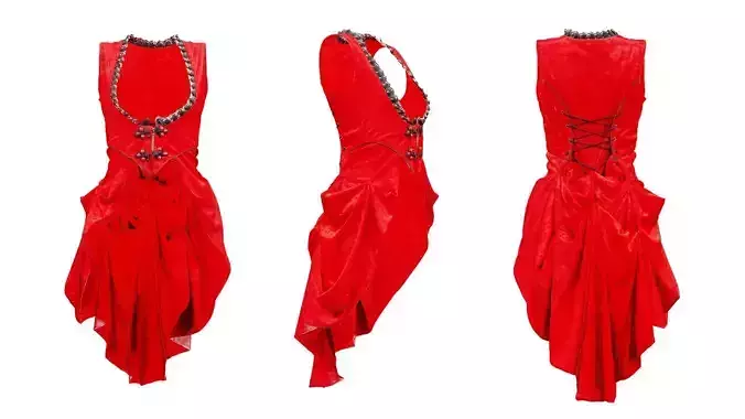 French Cancan Dress Low-poly 3D model