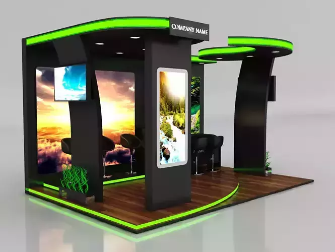 Booth Exhibition Stand Stall 4x6m Height 350 cm 3 Side Open 3D model