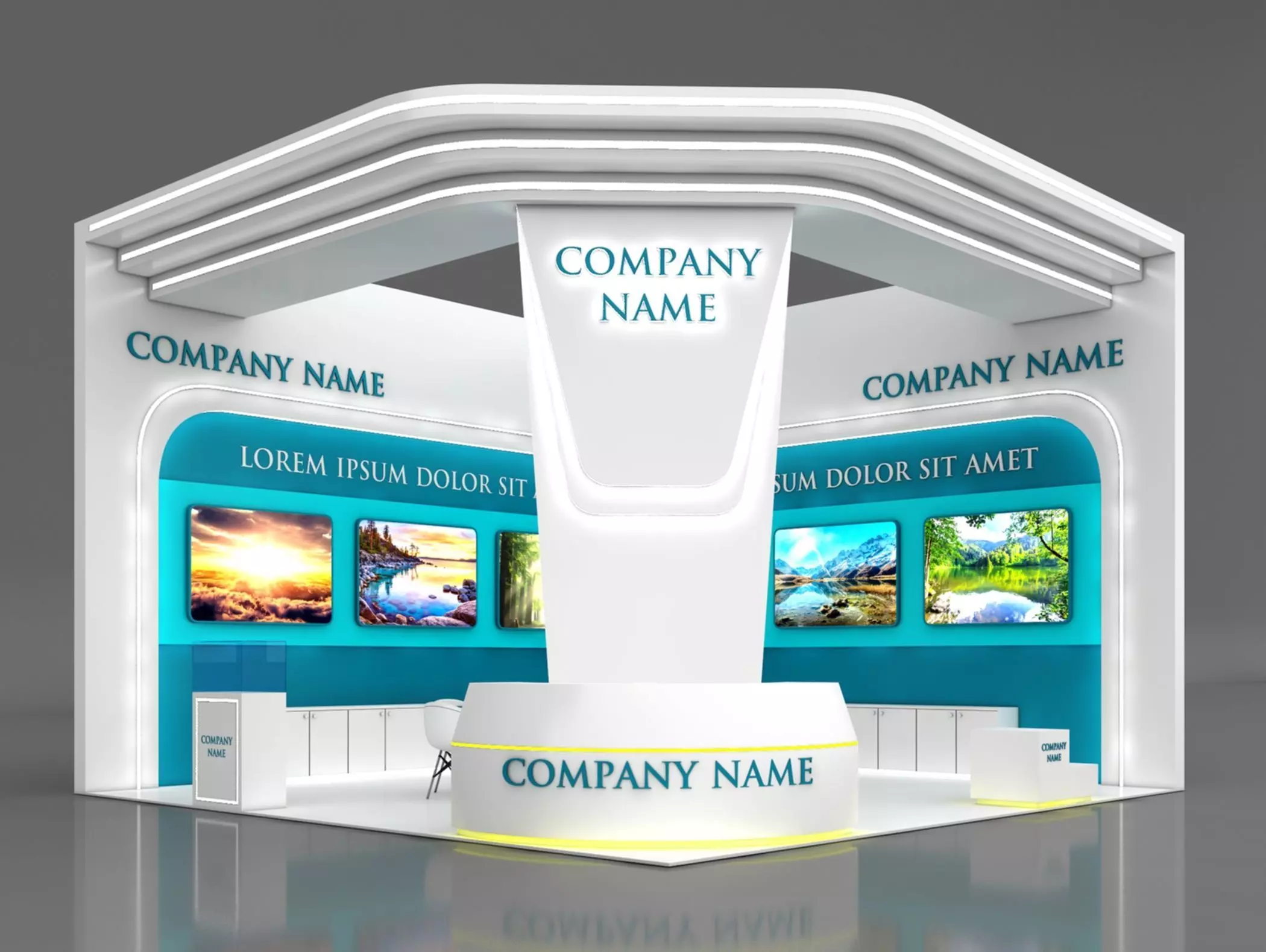 Booth Exhibition Stand Stall 7x7m Height 500 cm 2 Side Open 3D model_0