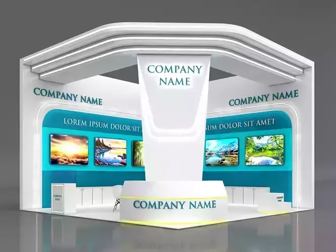 Booth Exhibition Stand Stall 7x7m Height 500 cm 2 Side Open 3D model