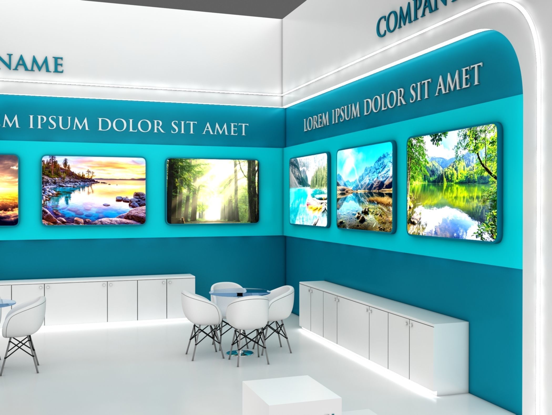 Booth Exhibition Stand Stall 7x7m Height 500 cm 2 Side Open 3D model_4