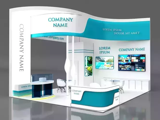 Booth Exhibition Stand Stall 7x6m Height 500 cm 3 Side Open 3D model