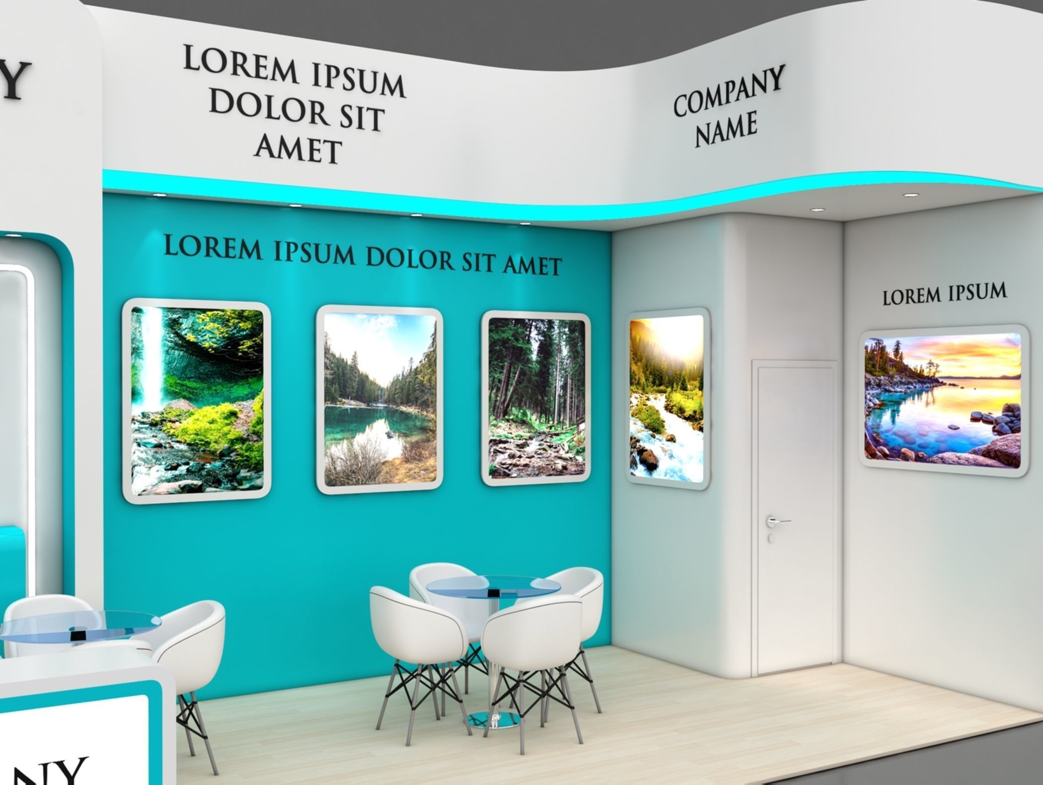 Booth Exhibition Stand Stall 7x3m Height 500 cm 2 Side Open 3D model_4