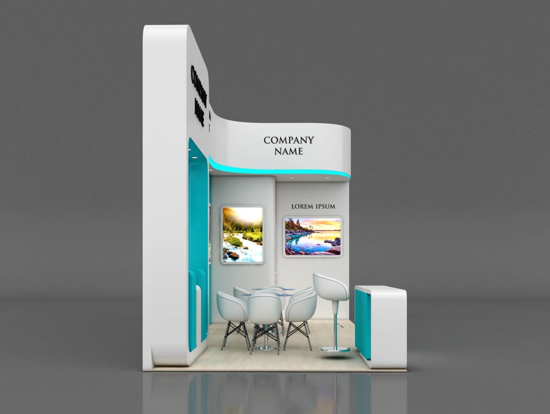 Booth Exhibition Stand Stall 7x3m Height 500 cm 2 Side Open 3D model_3