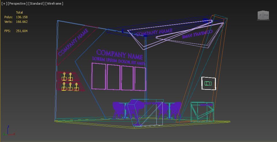 Booth Exhibition Stand Stall 6x6m Height 500 cm 3 Side Open 3D model_6