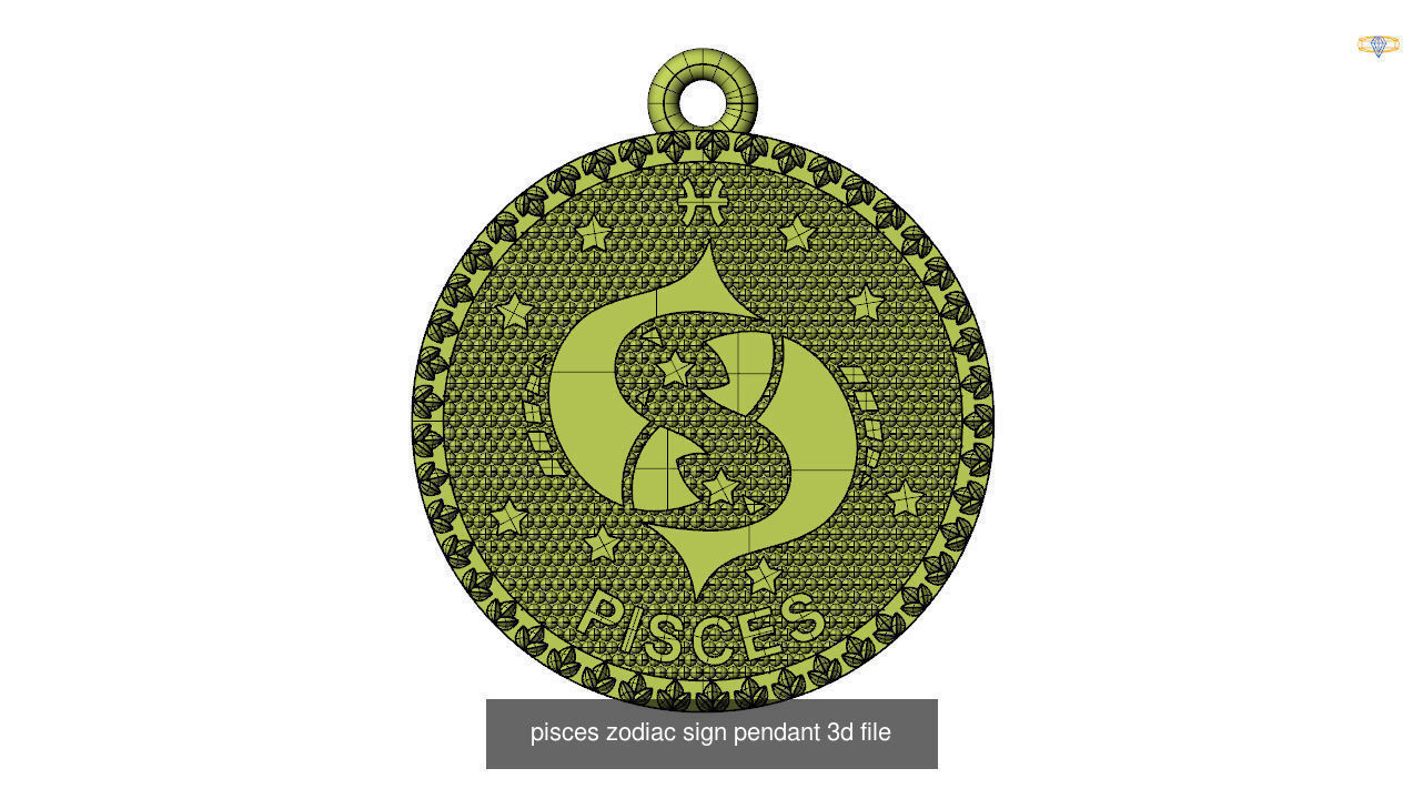 Horoscope Zodiac sign Pendant 3D Model Collection _5