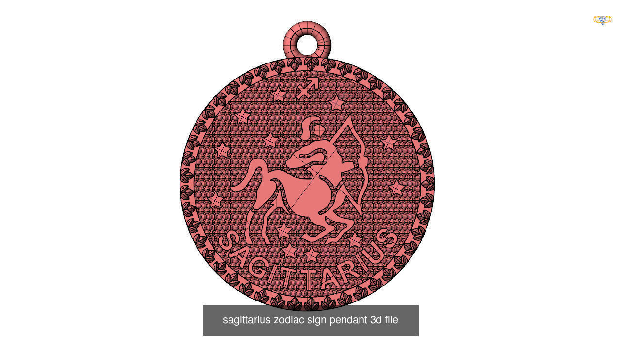 Horoscope Zodiac sign Pendant 3D Model Collection _4