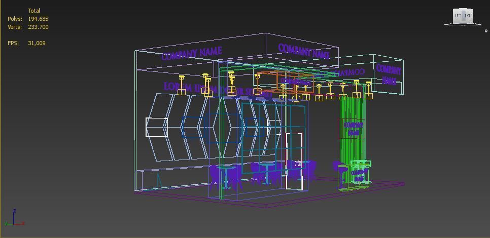 Booth Exhibition Stand Stall 6x9m Height 500 cm 3 Side Open 3D model_7