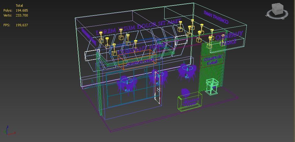 Booth Exhibition Stand Stall 6x9m Height 500 cm 3 Side Open 3D model_8