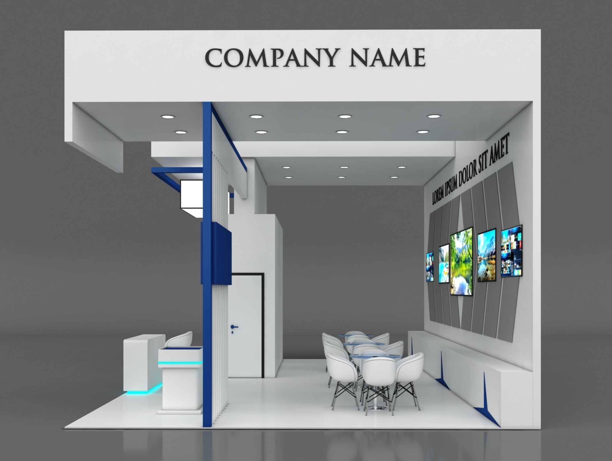 Booth Exhibition Stand Stall 6x9m Height 500 cm 3 Side Open 3D model_6