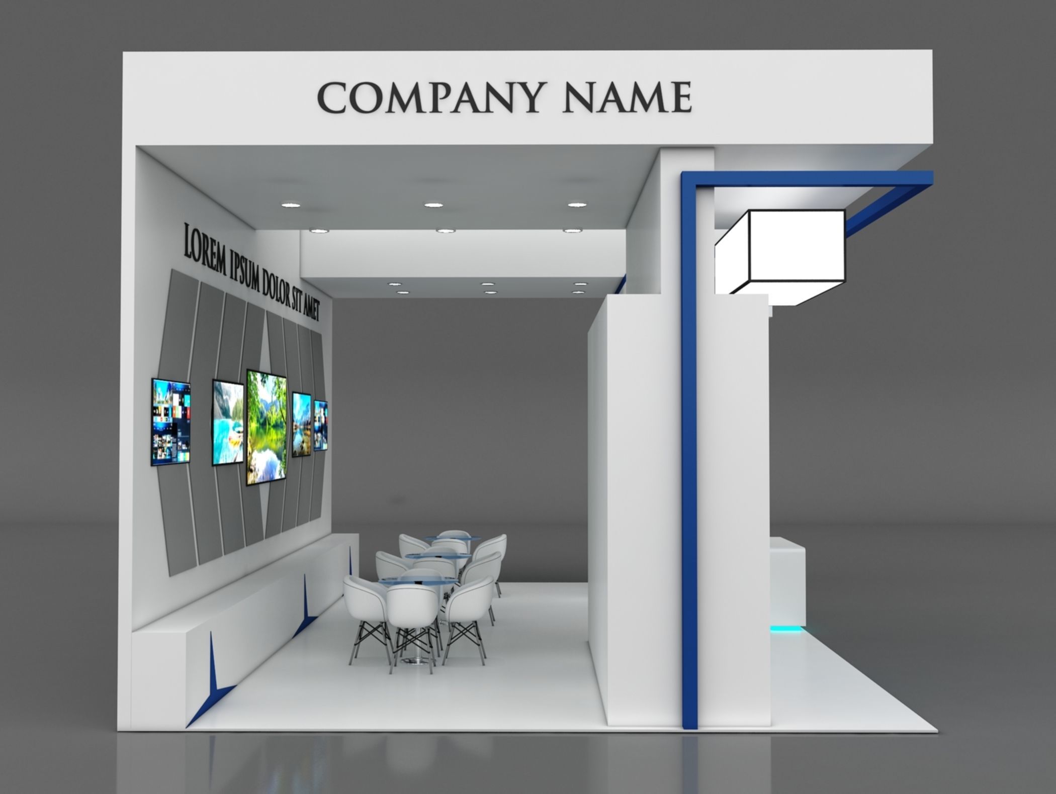 Booth Exhibition Stand Stall 6x9m Height 500 cm 3 Side Open 3D model_5