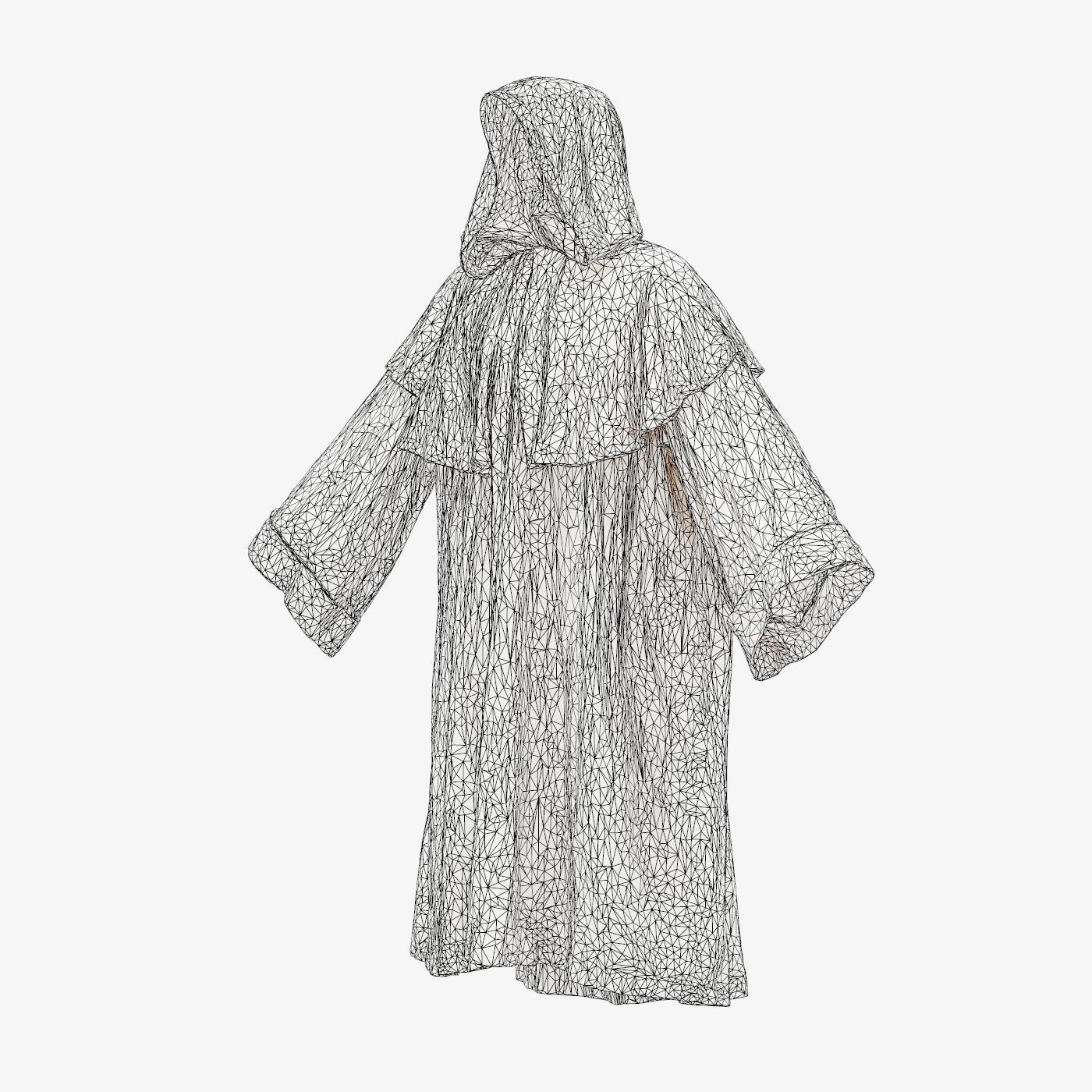 Druid Hooded Low-poly 3D model_14