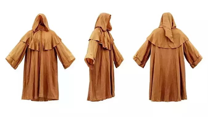 Druid Hooded Low-poly 3D model
