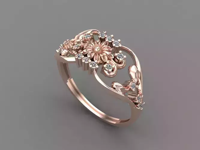 Womens Diamond Signet Ring Women Rings 3dmodels 3D print model