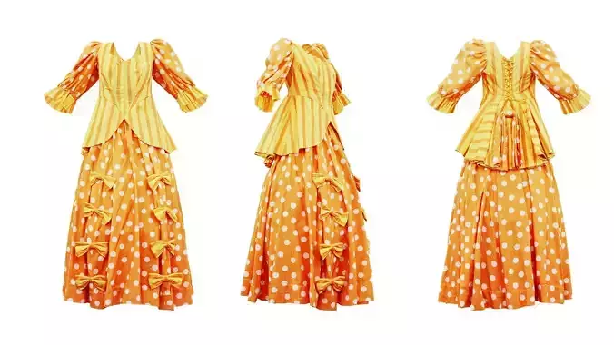 Dots Bows Stripes Dress Low-poly 3D model