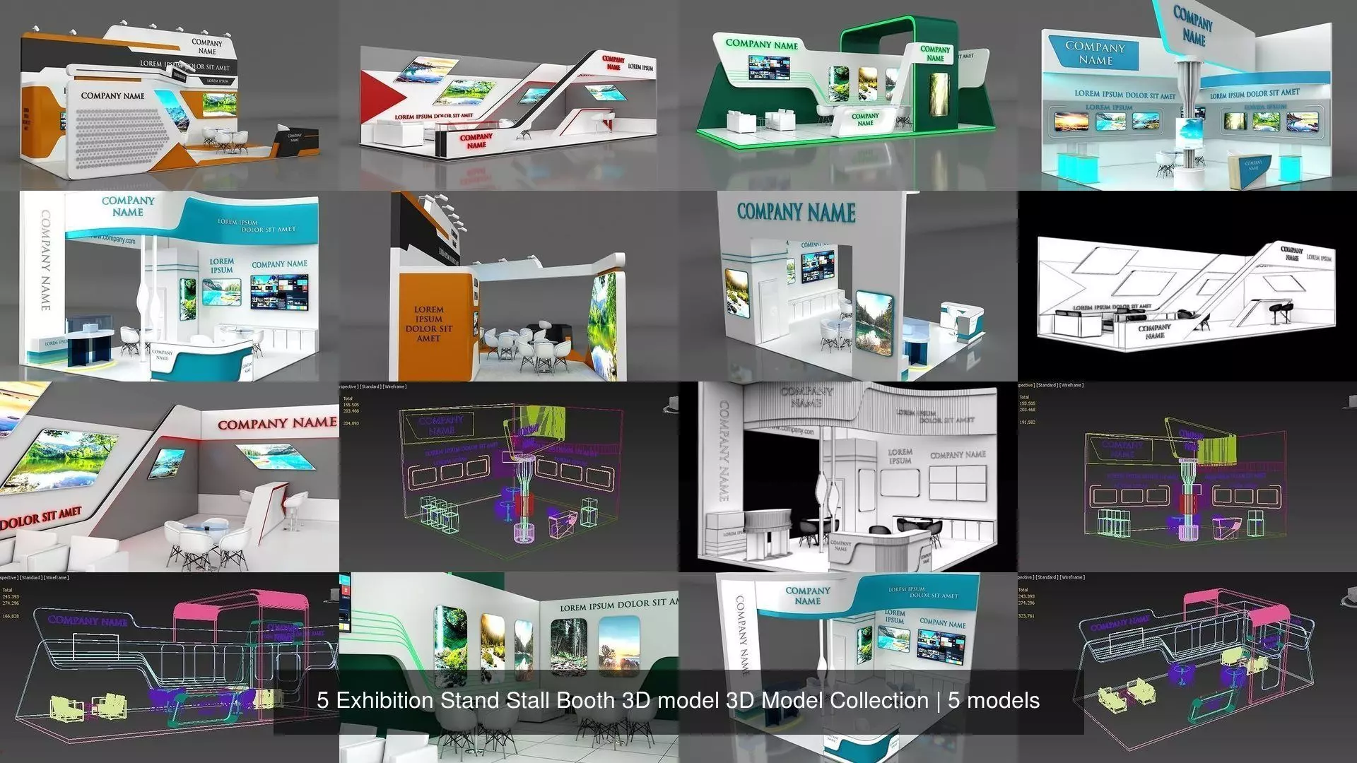 5 Exhibition Stand Stall Booth 3D model 3D Model Collection _0