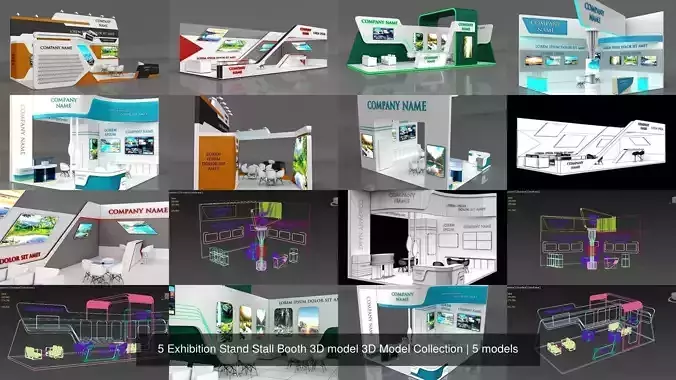 5 Exhibition Stand Stall Booth 3D model 3D Model Collection 5 Exhibition Stand Stall Booth 3D model 3D Model Collection