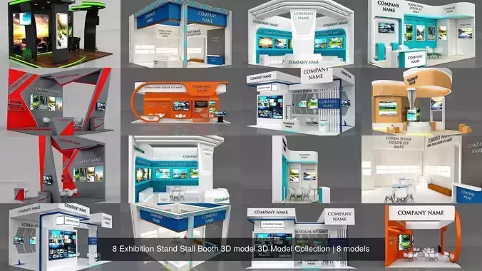 8 Exhibition Stand Stall Booth 3D model 3D Model Collection 