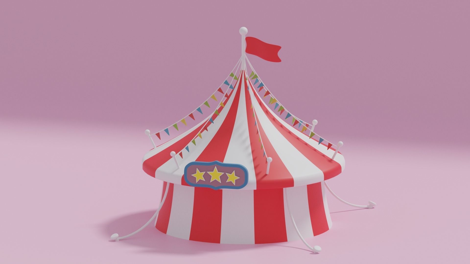 Cartoon Circus Tent 3D model_2