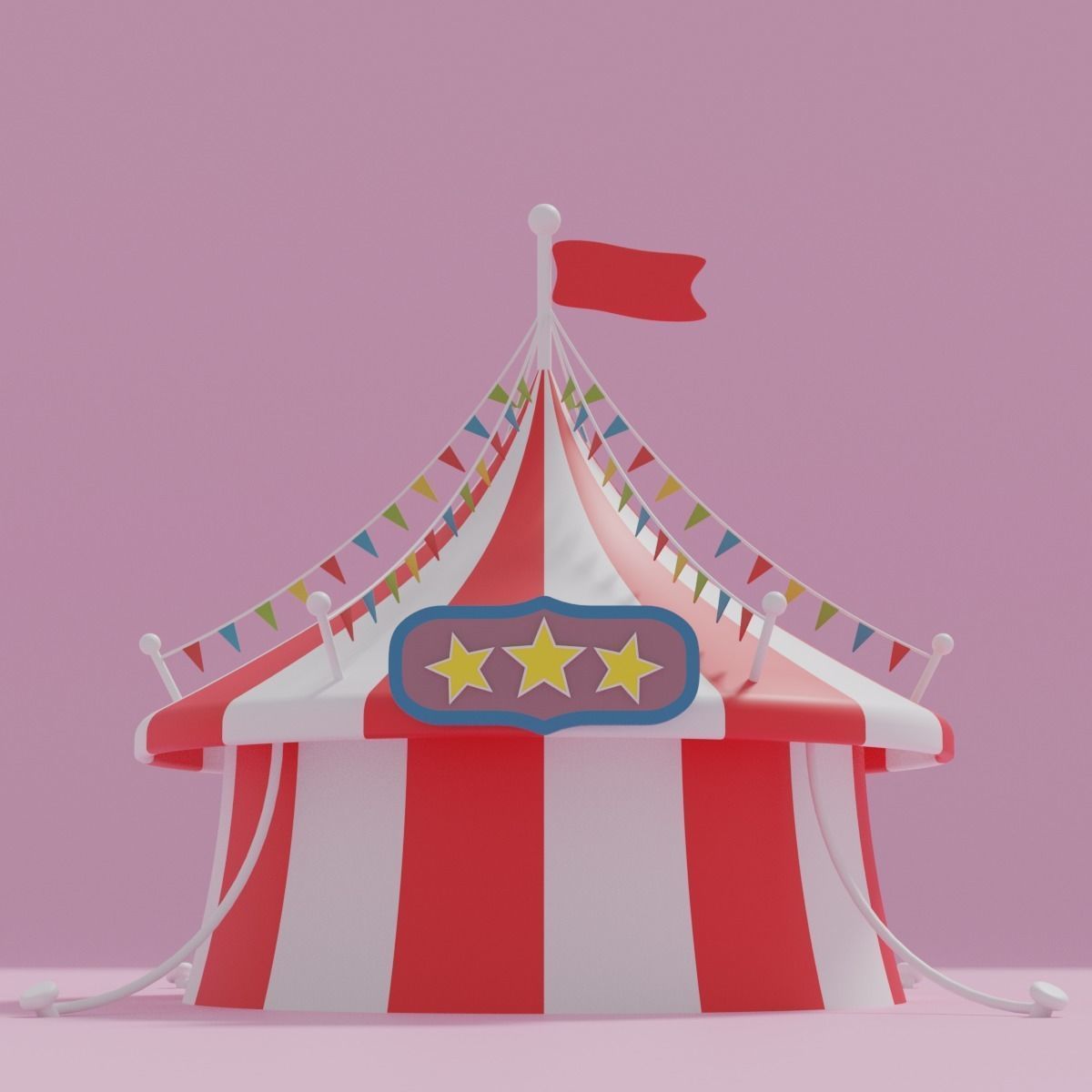 Cartoon Circus Tent 3D model_5