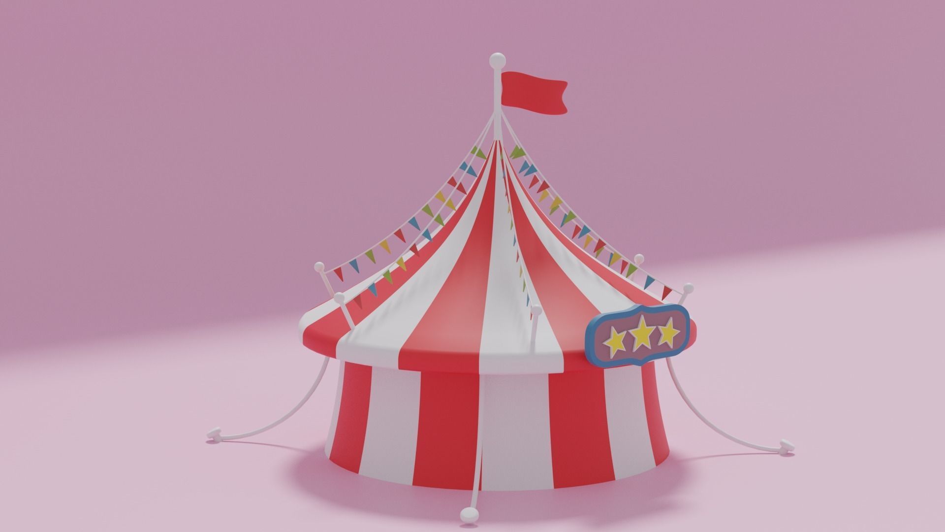 Cartoon Circus Tent 3D model_3