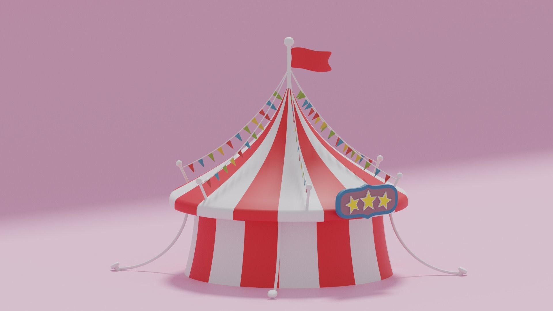 Cartoon Circus Tent 3D model_4