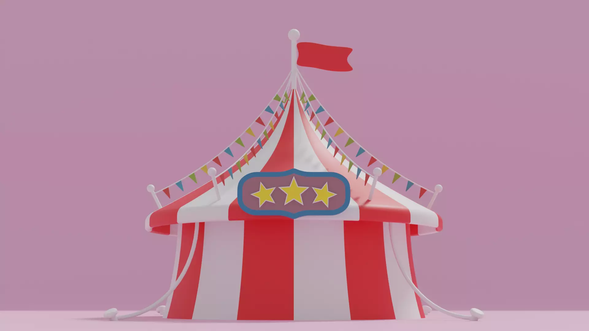 Cartoon Circus Tent 3D model_0