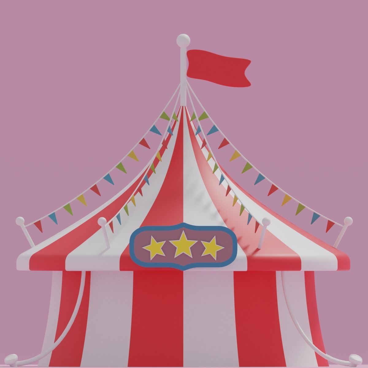 Cartoon Circus Tent 3D model_6