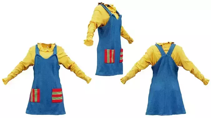 Cute Outfit A Full 2 Low-poly 3D model