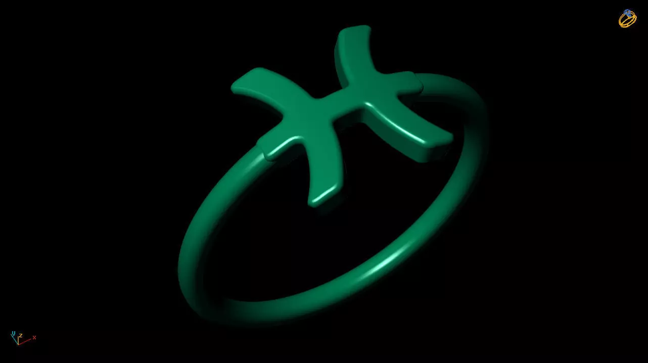 pisces Zodiac sign Ring  3D Model 3D print model_0