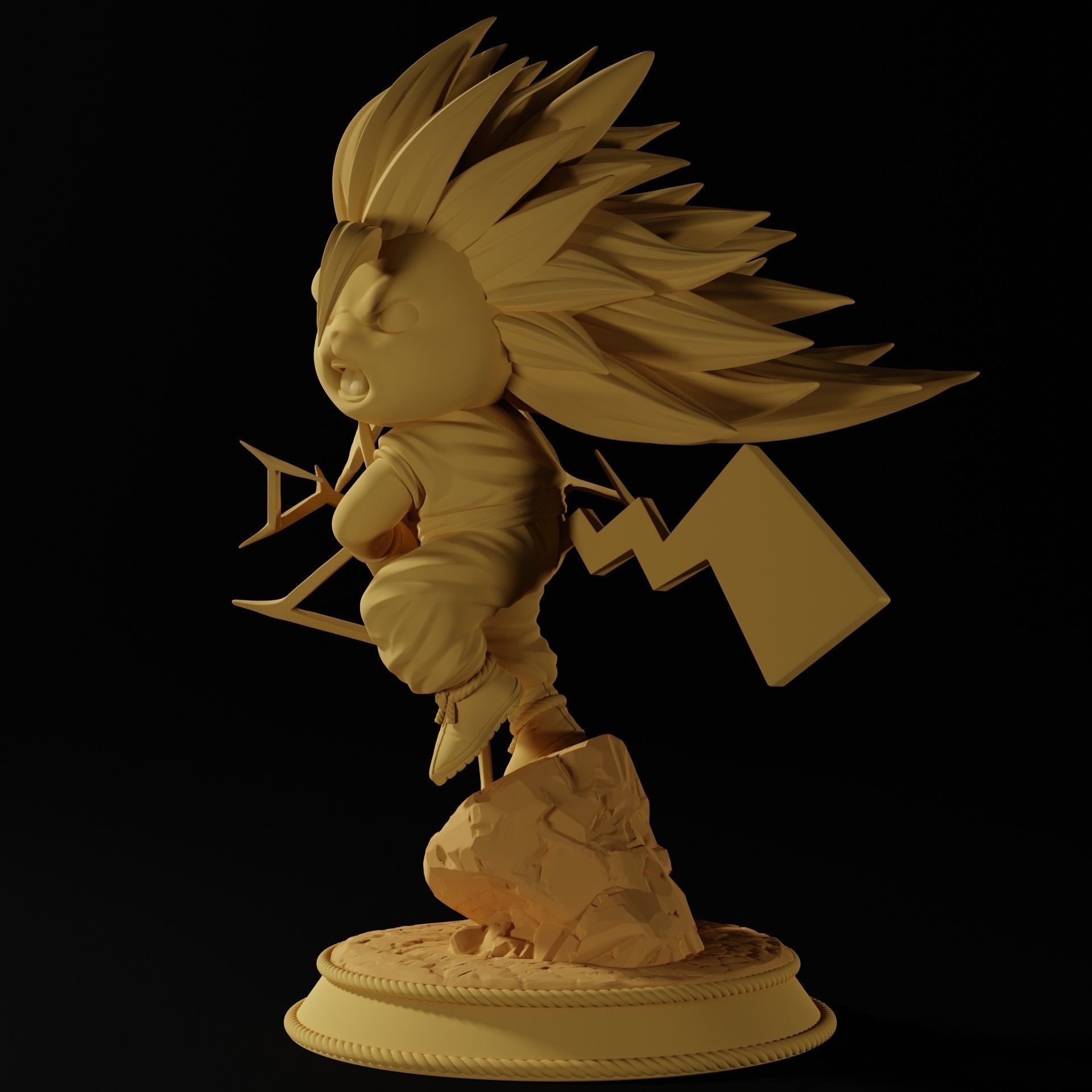 Pikachu cosplay Goku 3D print model_5