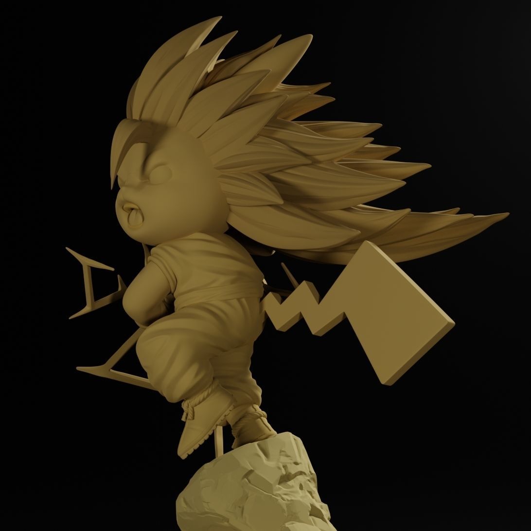 Pikachu cosplay Goku 3D print model_3