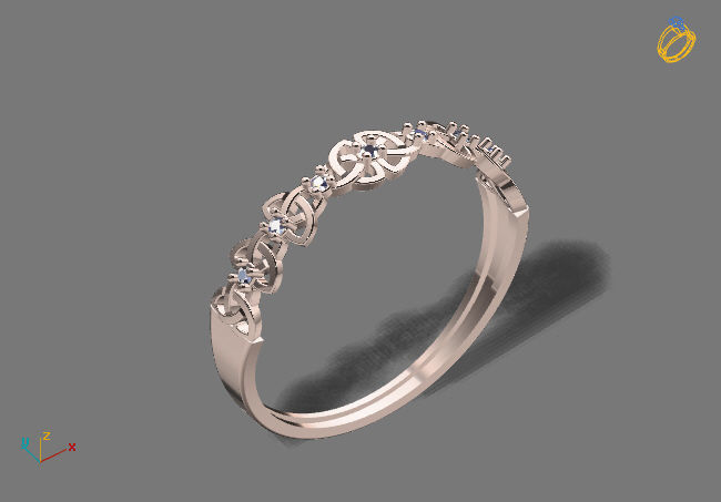 Womens Diamond Signet Ring Women Rings 3dmodels 3D print model 3D print model_4