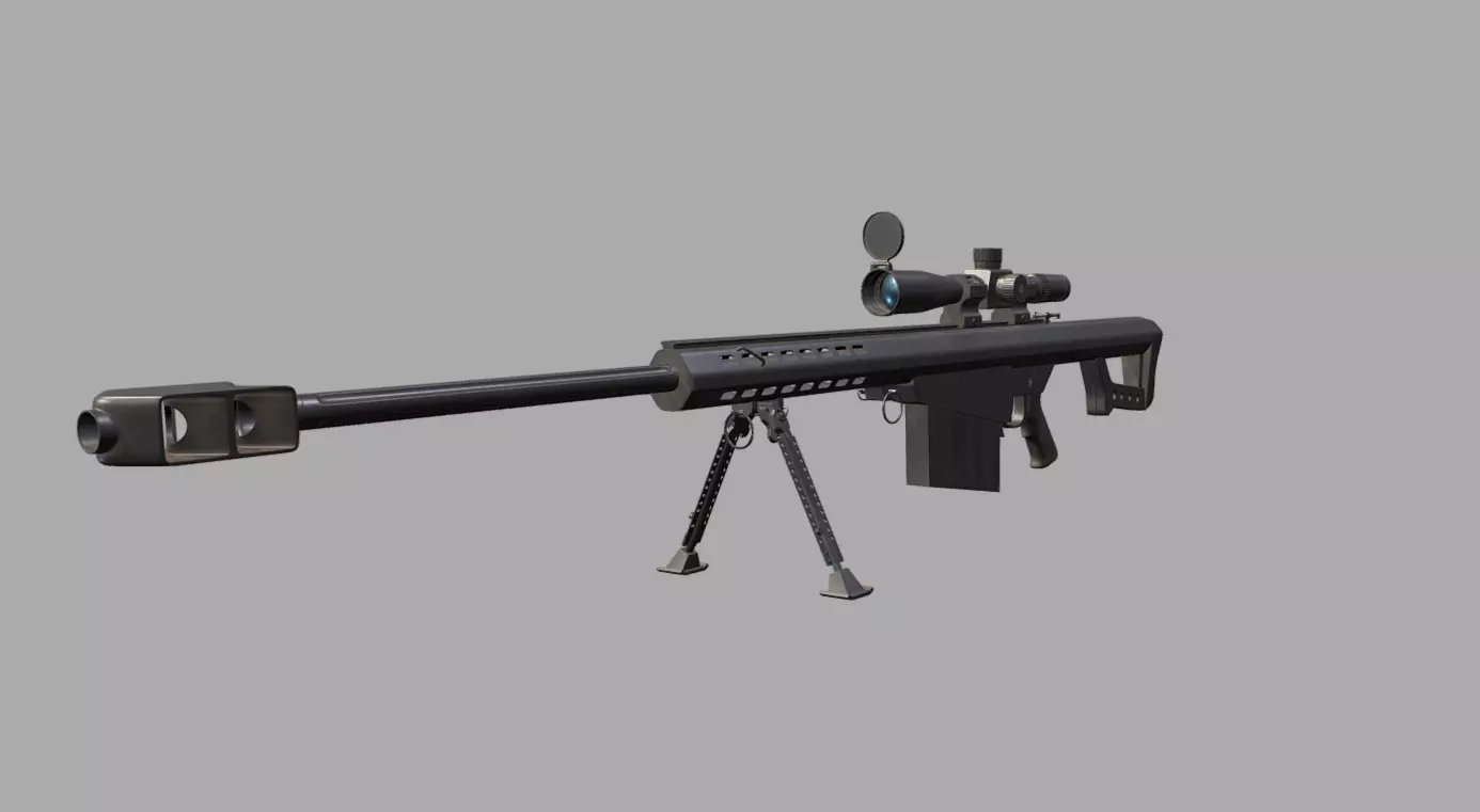 Detailed 3D model of Barrett rifle Low-poly 3D model